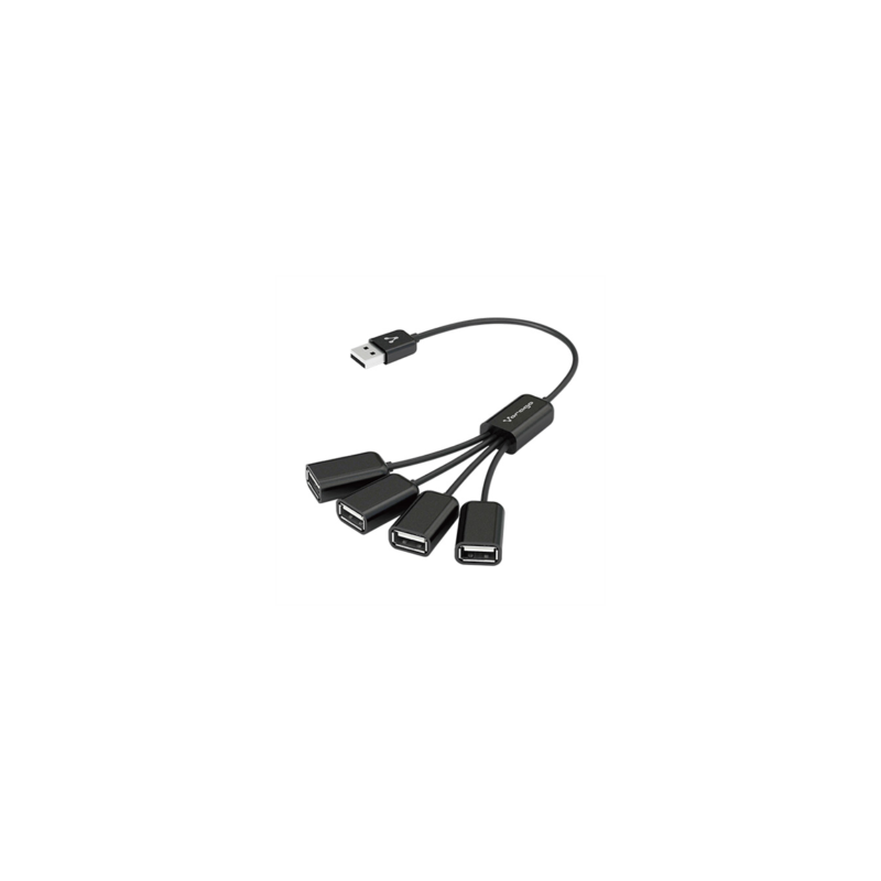 Concentrador Vorago HU-101 4 Puertos USB Tipo Pulpo Color Negro