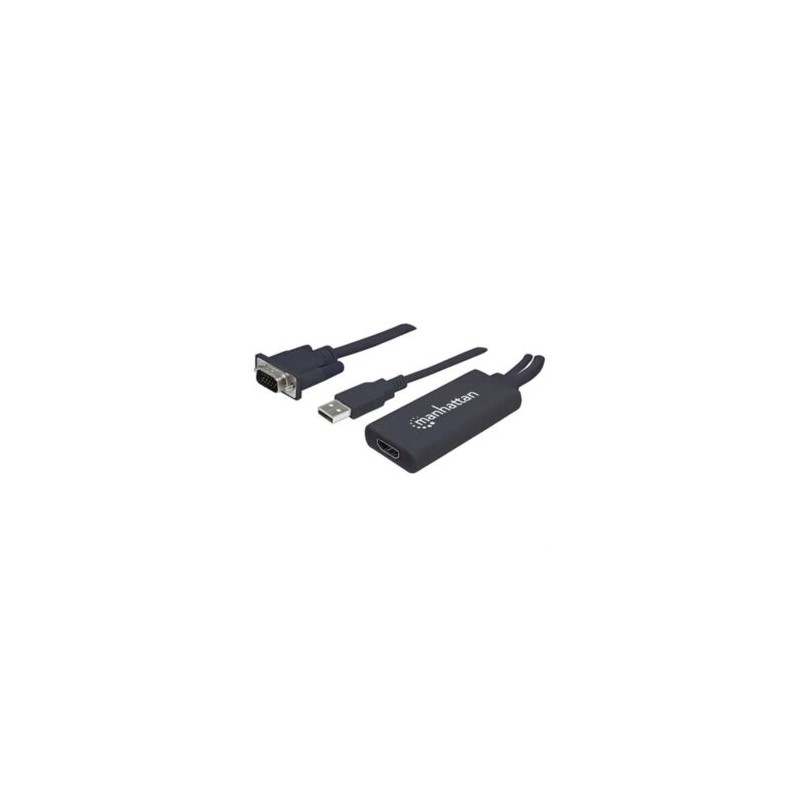 Convertidor Manhattan Video SVGA+Audio USB a HDMI Color Negro