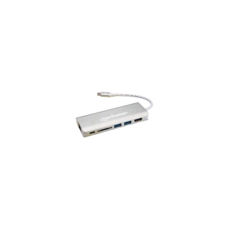 Dock Manhattan Replicador Puertos USB Tipo-C 6 en 1 HDMI/RJ45/USB