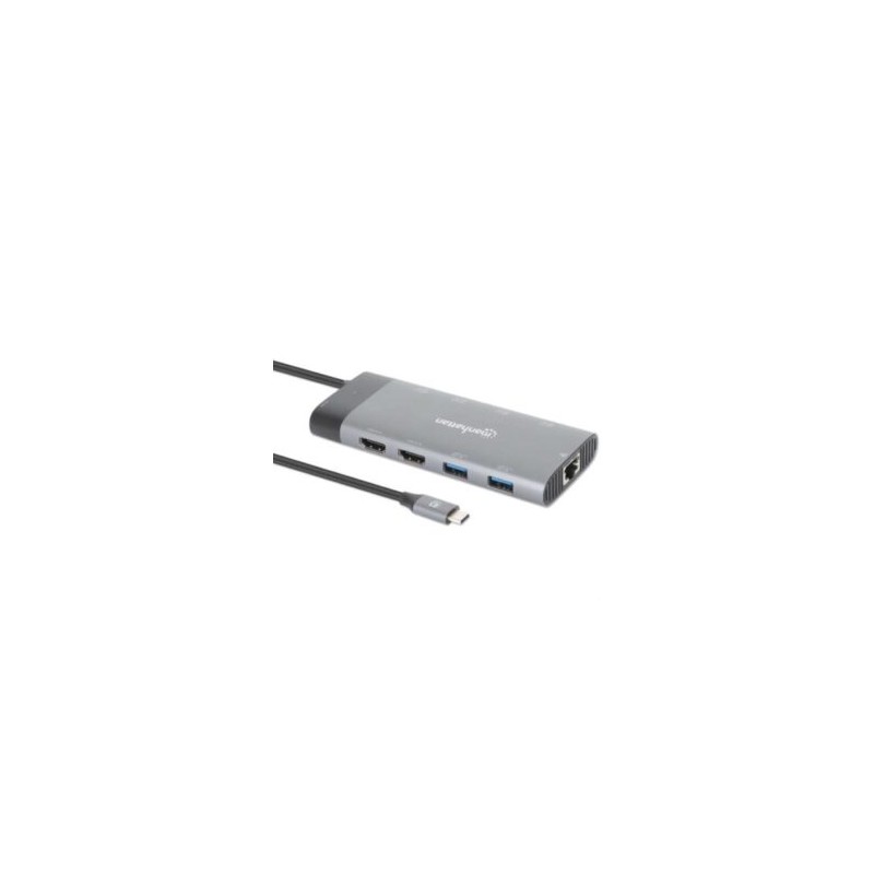Docking Manhattan USB-C 10 Puertos 2xHDMI 5xUSB-A US
