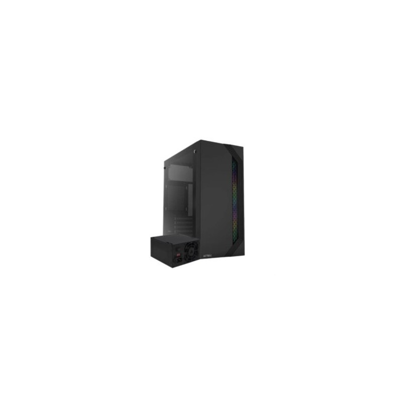 Gabinete Acteck Media Torre Viken GM434 Max MB ATX Fuente ATX 500w Panel Izq Cristal + Frente Solido RGB Vertical 2xUSB 2.0 + 1x