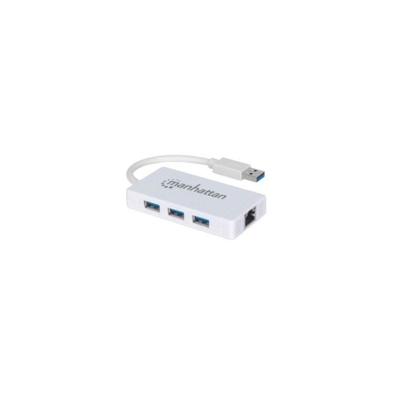 Hub Manhattan USB 3.0 con 3 Puertos/Adaptador Gigabit Ethernet