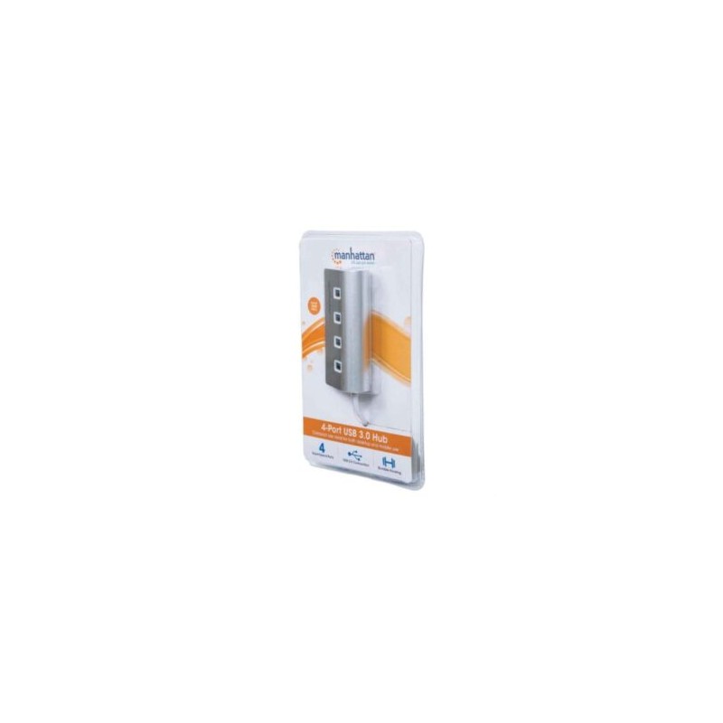 Hub Manhattan USB 3.0 Superspeed 4 Puertos Color Aluminio