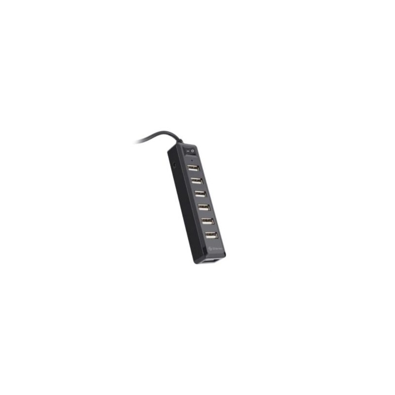 Hub Steren USB 7 Puertos con Eliminador de 2A Color Negro