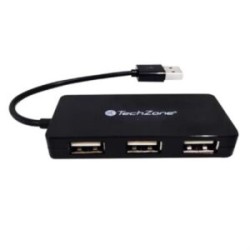 Hub TechZone 4 Puertos USB 2.0 Color Negro