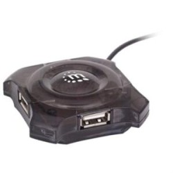 Mini Hub Manhattan Económico USB 4 Puertos Color Negro