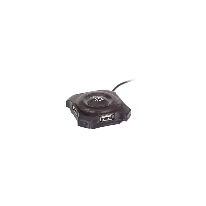 Mini Hub Manhattan Económico USB 4 Puertos Color Negro