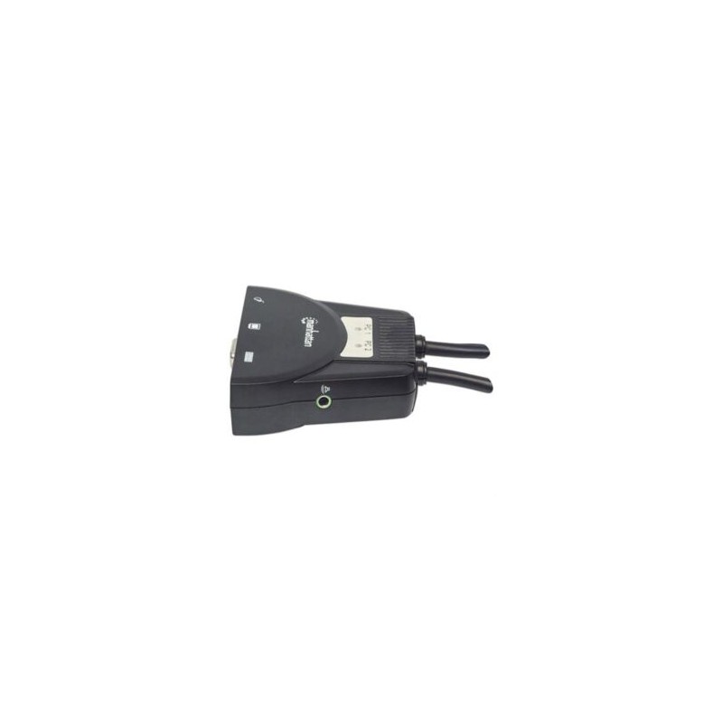 Mini Switch KVM Manhattan 2 Puertos USB 2:1 Cables+Audio Color Negro