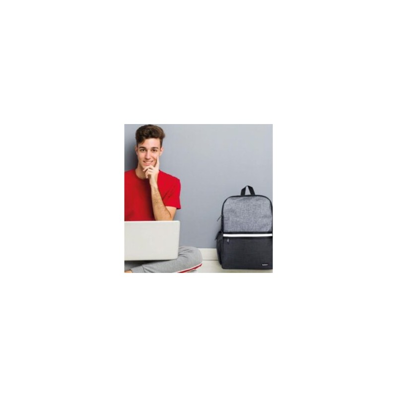 Mochila TechZone de 15.6? para Laptop Múltiples Compartimientos Color Negro con Gris