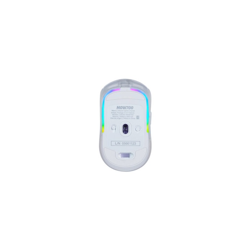 MOUSE GAME FACTOR MOW700 CARCASAS INTERCAMBIABLES 2.4G+BT PIXART 3395 26.000 DPI RGB BLANCO