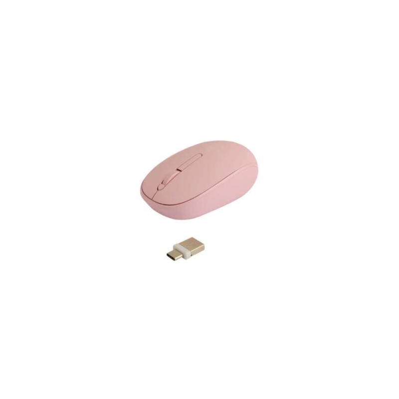 Mouse Inalámbrico Perfect Choice Whisper 2.4 GHz Conector Dual USB C/A Alcance 10m Color Rosa