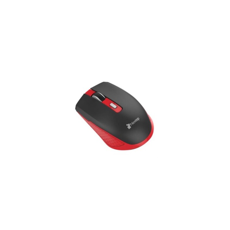 Mouse Nextep Inalámbrico Recargable Switch Encendido 1600 dpi Color Negro-Rojo