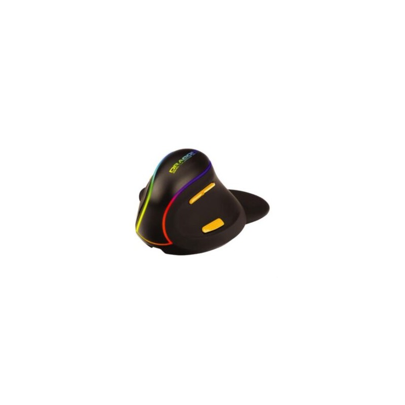 Mouse Nextep Inalámbrico Vertical Recargable/Ergonómico 7 Botones 2400 dpi RGB Color Negro
