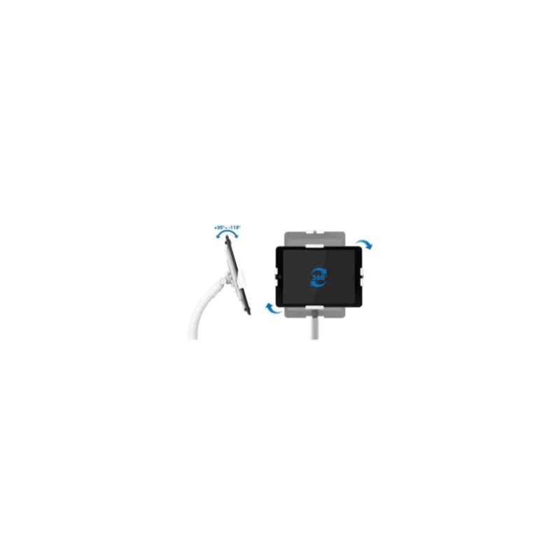Soporte de Suelo Manhattan Antirrobo para Tablet/iPad 7.9? a 11? Altura 790 a 1190mm Color Blanco