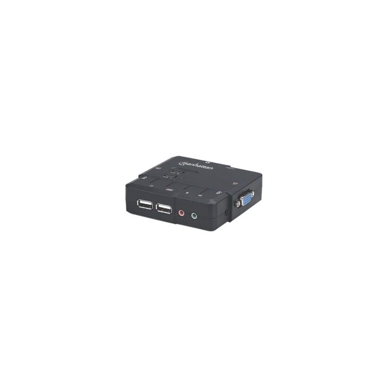 Switch KVM Manhattan Compacto 2 Puertos Desktop USB 2:1 Cables+Audio Color Negro