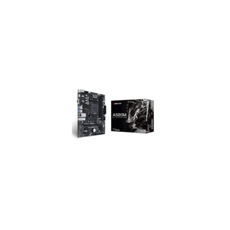 Tarjeta Madre Biostar A520MH 2xDDR4 64GB 4400Mhz PCIe 3.0 M.2 1xHDMI 1xVGA S AM4 Ryzen 3th 4th 5th Gen mATX
