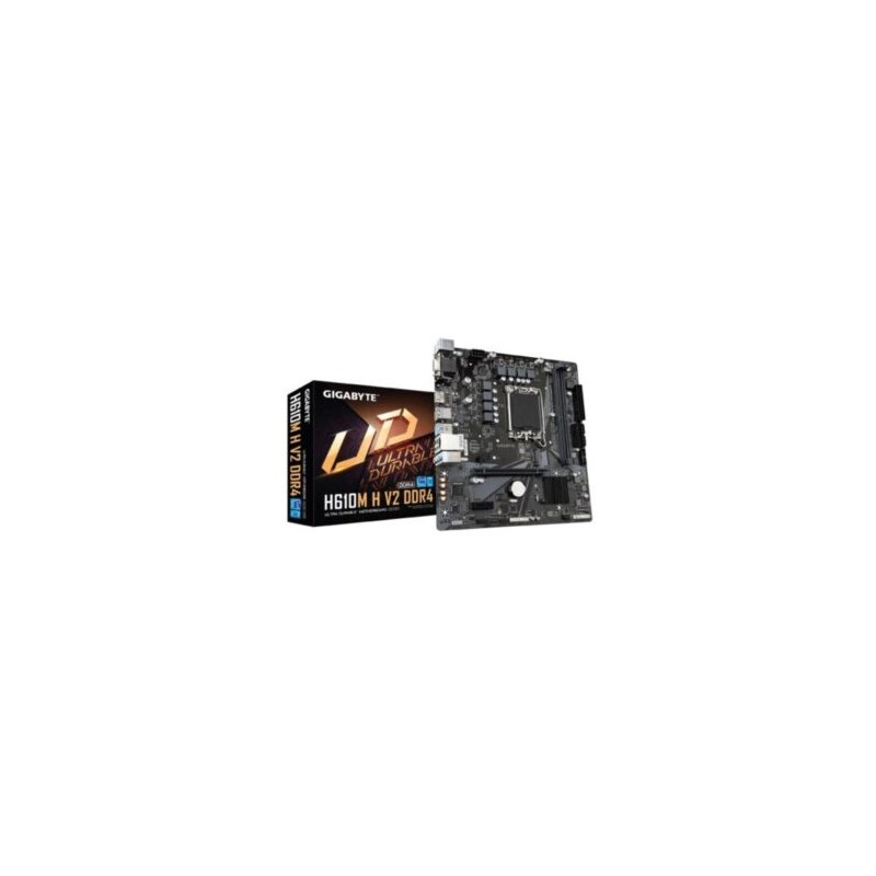 Tarjeta Madre Gigabyte H610M H V2 2xDDR4 64GB 3200Mhz PCIe 4.0 M.2 1xHDMI 1xD-Sub S 1700 12th 13th 14th Gen mATX