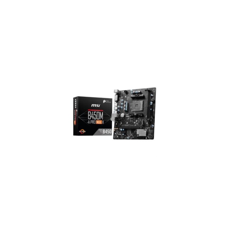 Tarjeta Madre MSI B450M-A PRO MAX II 2xDDR4 64GB 4133Mhz PCIe 3.0 M.2 1xHDMI 1xDVI-D S AM4 Ryzen 3th 4th 5th Series mATX