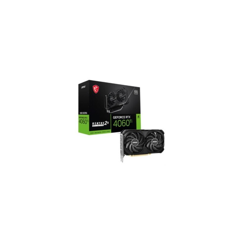 Tarjeta de Video MSI Ventus Black GeForce RTX4060TI OC 8GB Dual Fan GDDR6 PCIe 4.0 1xHDMI 3xDP