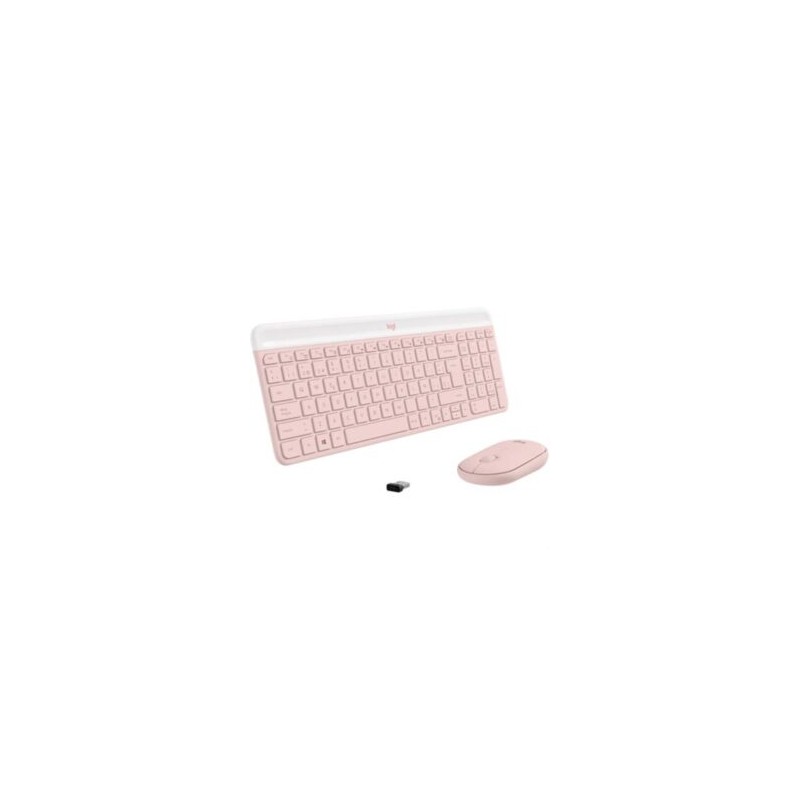 Teclado y Mouse Logitech MK470 Inalámbrico Nano Receptor USB Color Rosa