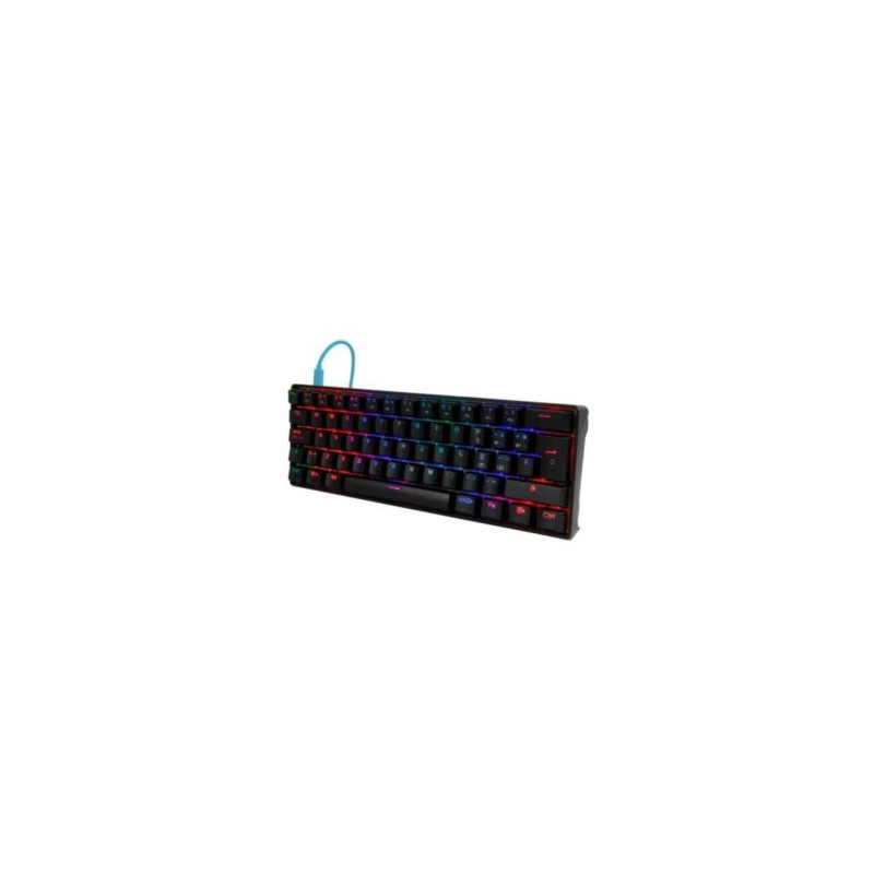 Teclado Mecánico Game Factor KBG560 RGB Teclas Extras Blue Intercambiables Blue Switch USB Color Negro