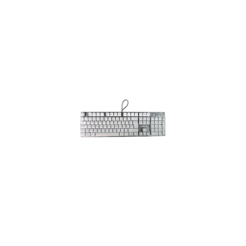 Teclado Mecánico Vorago Game Factor KBG400 Rainbow Switch Rojo USB Color Blanco