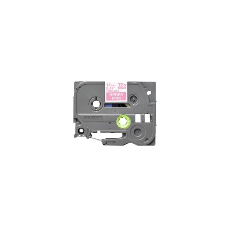 Cinta Brother TZe-MQP35 Laminada Estándar Texto Blanco Fondo Rosa Fucsia 12mmx5m