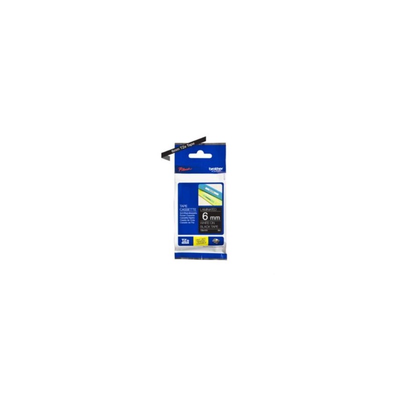 Cinta Brother TZE315 Laminada Texto Blanco Sobre Fondo Negro 6mmx8m