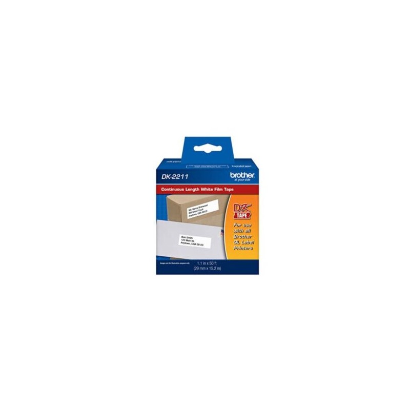Cinta Etiquetadora Brother DK2211 Papel Plástico Negro sobre Blanco Longitud Continua 29mmx15.2 m