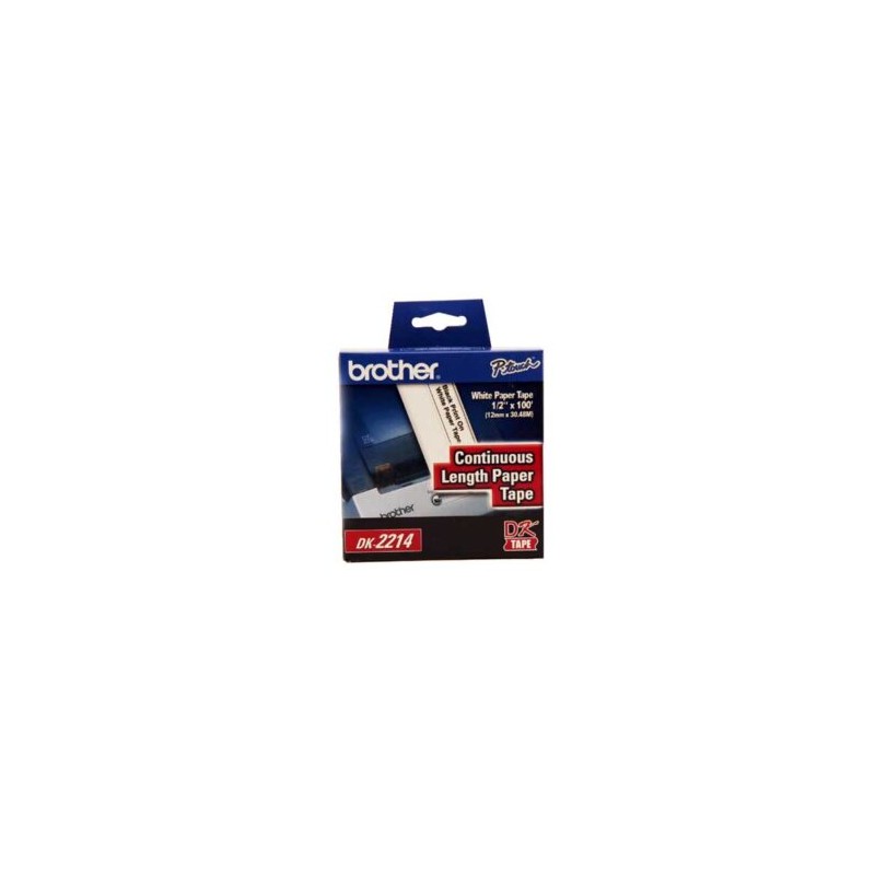 Cinta Etiquetadora Brother DK2214 Papel Negro sobre Blanco de Longitud Continua 12mm 30.48m