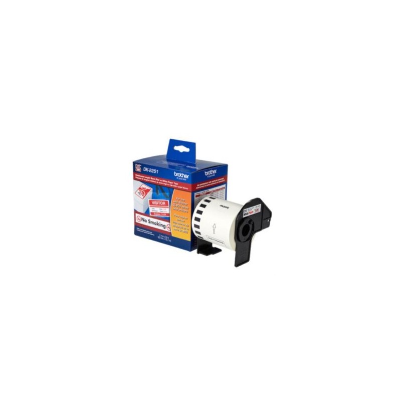 Cinta Etiquetadora Brother DK2251 Papel Negro y Rojo sobre Blanco Longitud Continua 62mmx15.2m QL-800/810W/820NWB