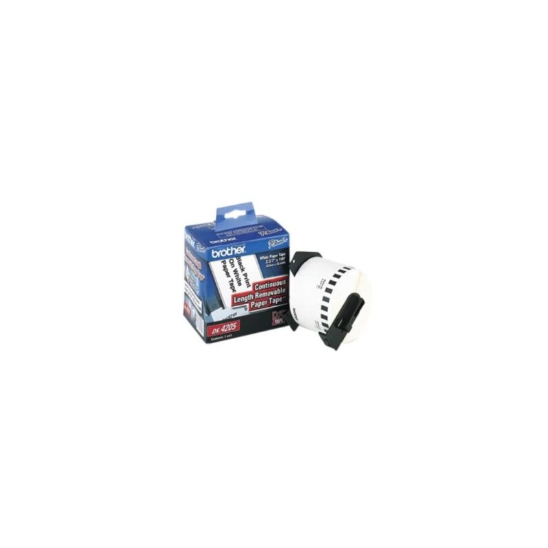 Cinta Etiquetadora Brother DK4205 Continua Removible Blanca 62mmx30.4m 300 Etiquetas