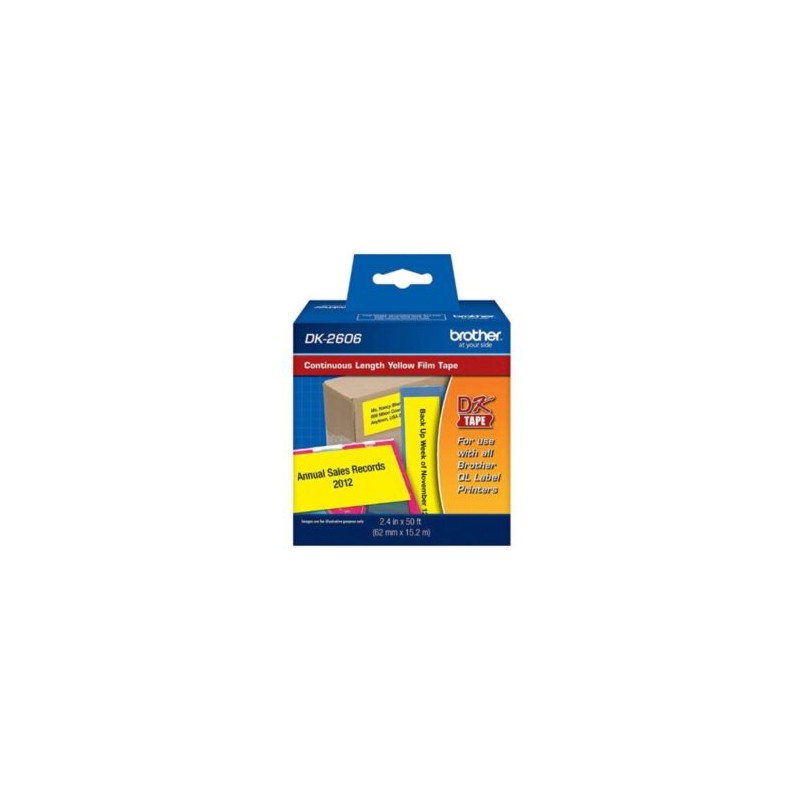 Cinta Etiquetadora Brother Plástica Continua Negro sobre Amarillo 62mmx15.2m
