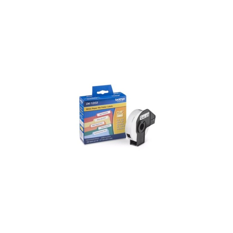 Etiquetas Brother DK1203 Papel Blanco Precortado 17mmx87.1mm 300 Etiquetas
