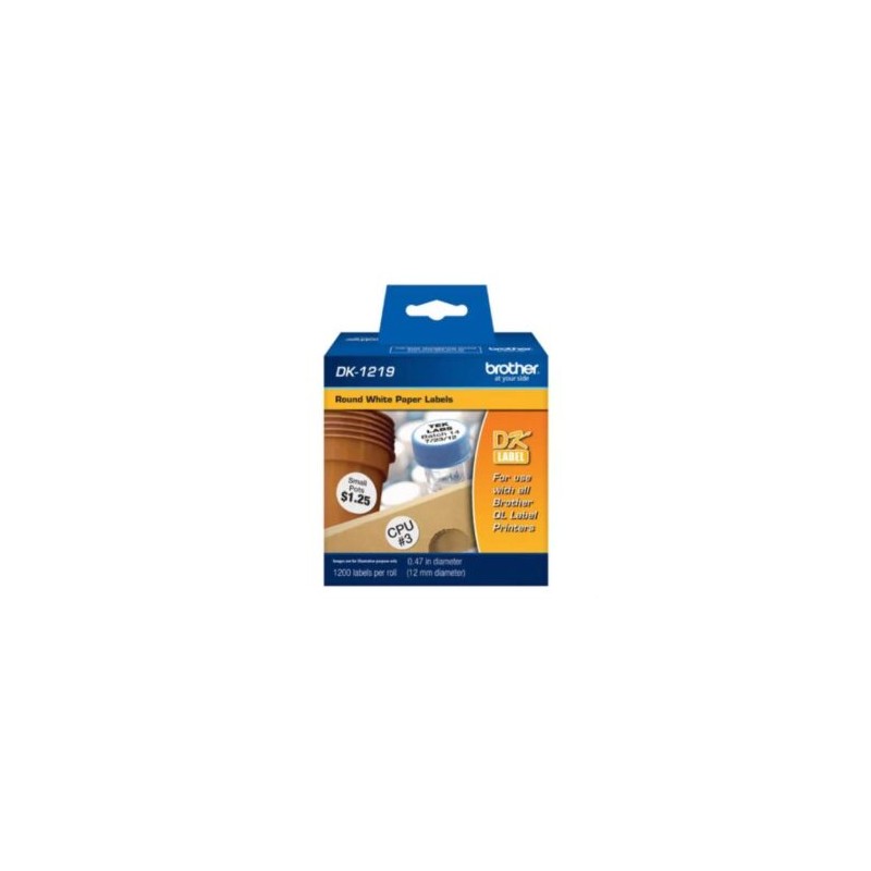 Etiquetas Brother DK1219 Precortada Papel Blanco 12mmx12mm 1200 Etiquetas