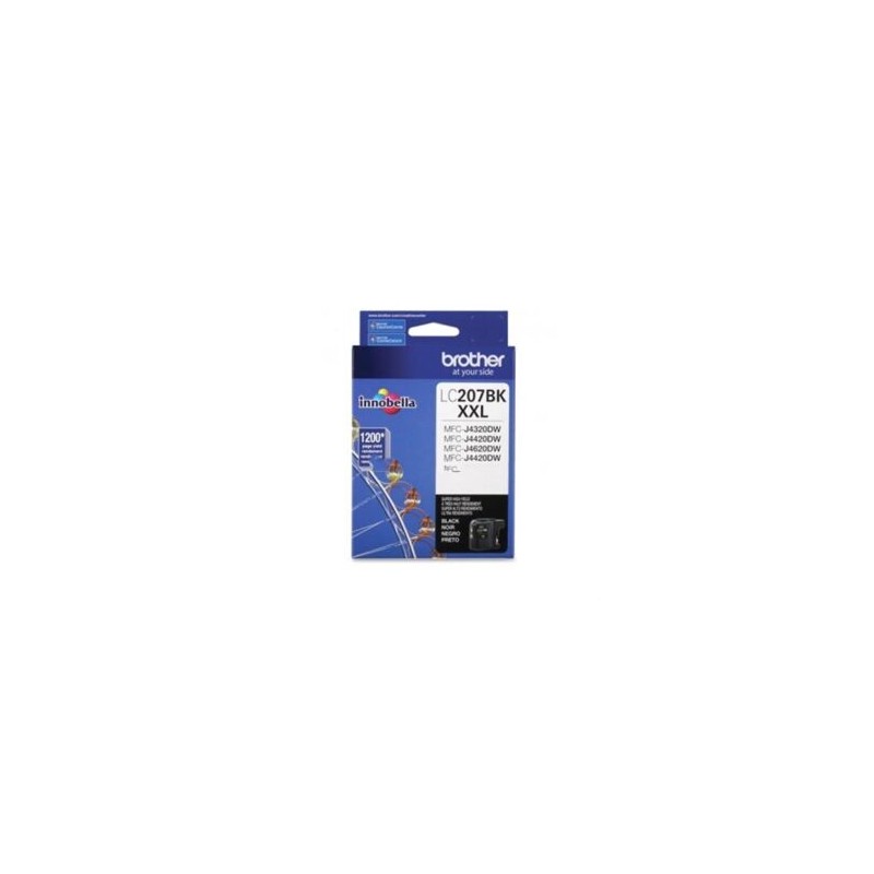 Tóner Brother LC207BK Rendimiento 1200 Páginas MFCJ4420DW MFCJ4620D Color Negro